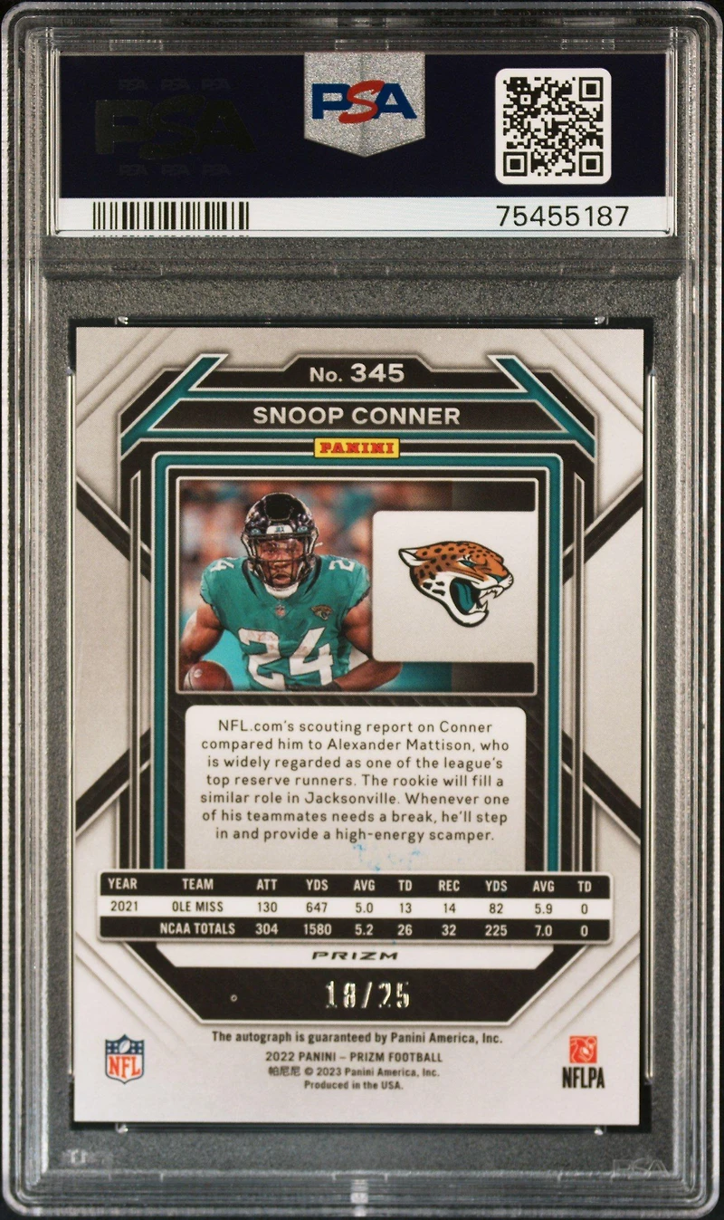 2022 Panini Prizm 345 Snoop Conner Autograph-camo Prizm PSA 9