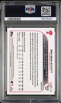 2022 Topps Chrome Rookie Autographs Rabs Bryson Stott Purple Refractor PSA 10