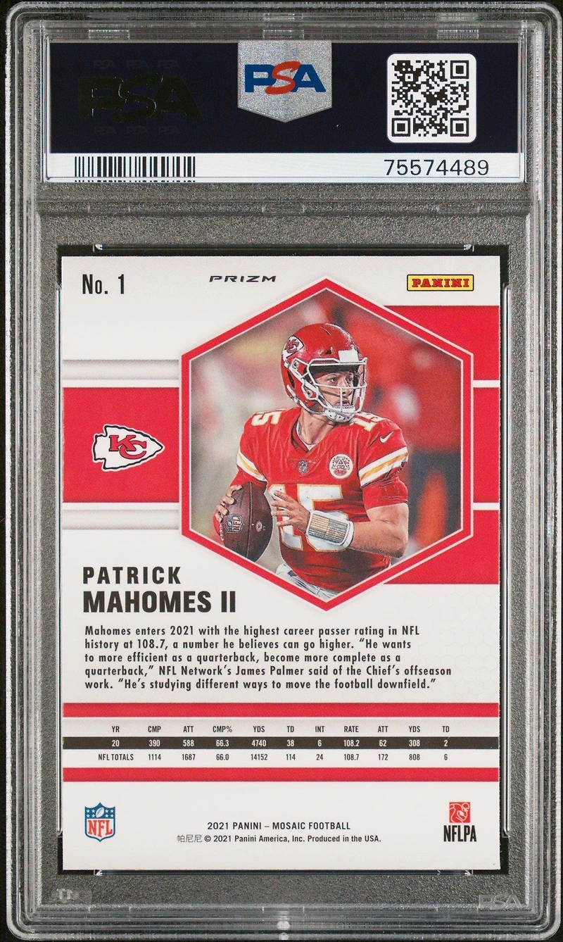 2020 Panini Mosaic 1 Patrick Mahomes Ii Silver Prizm PSA 9