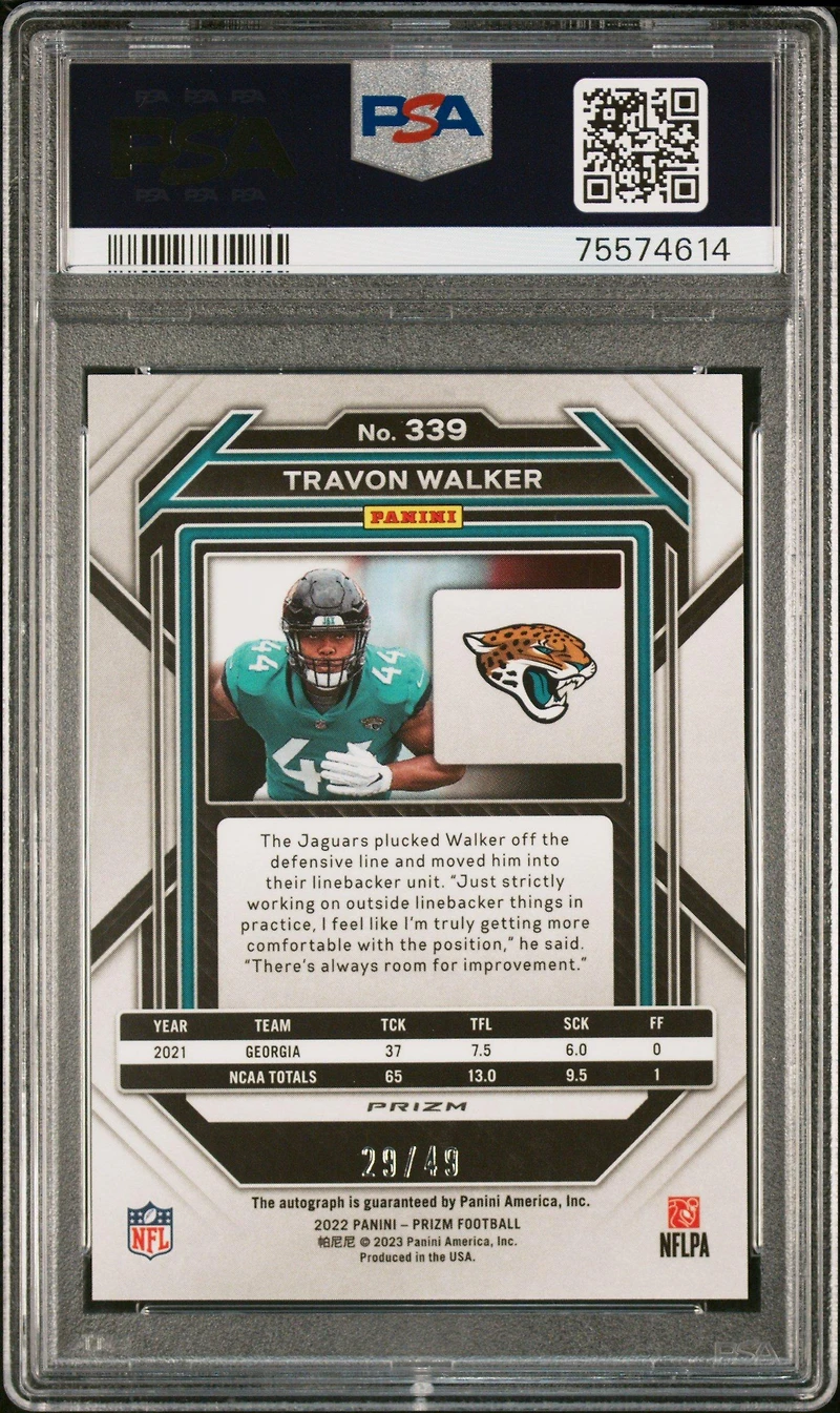 2022 Panini Prizm 339 Travon Walker PSA 9