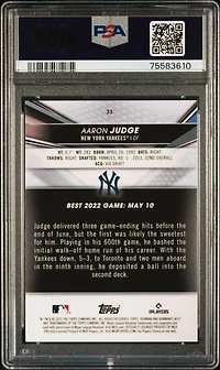 2022 Bowman's Best 33 Aaron Judge Atomic Refractor PSA 10