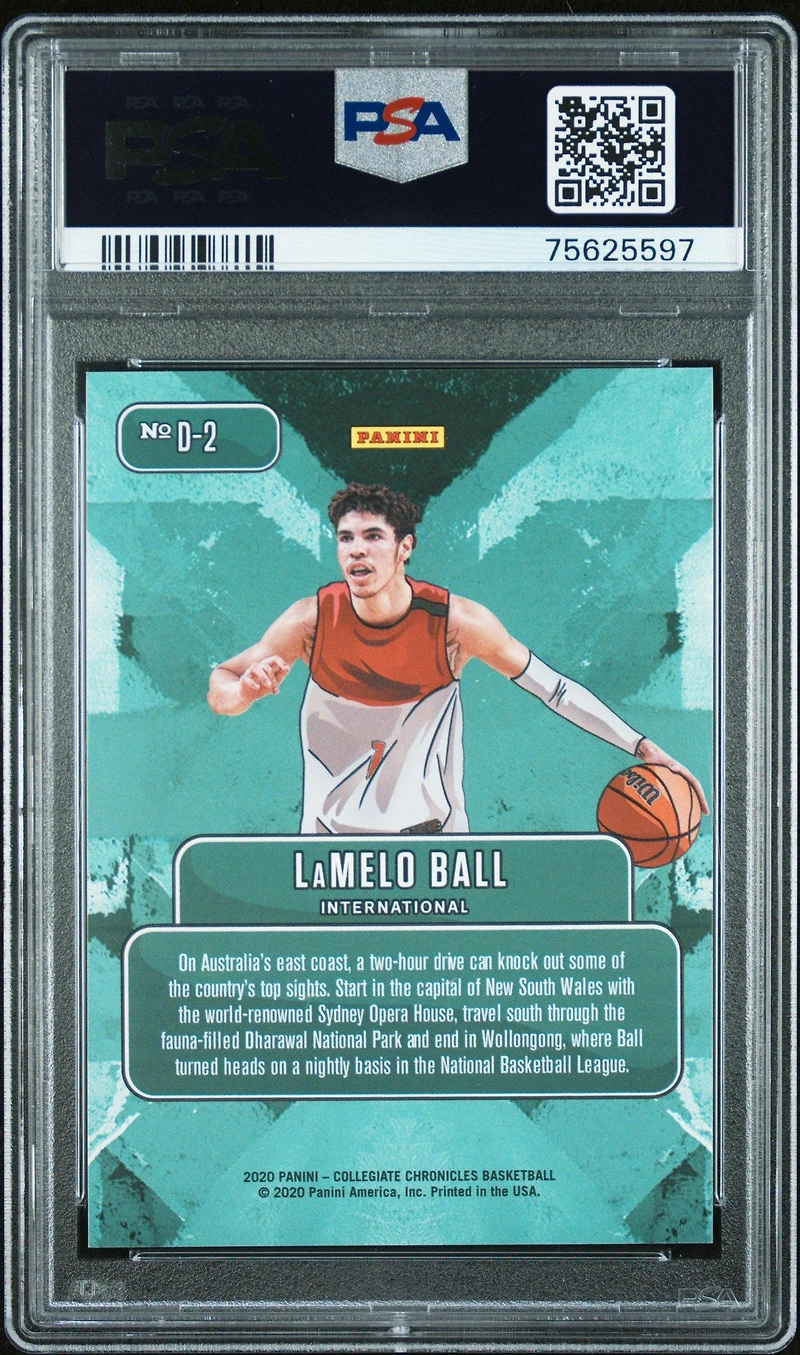 2020 Panini Prizm Draft Picks Downtown D2 Lamelo Ball PSA 10