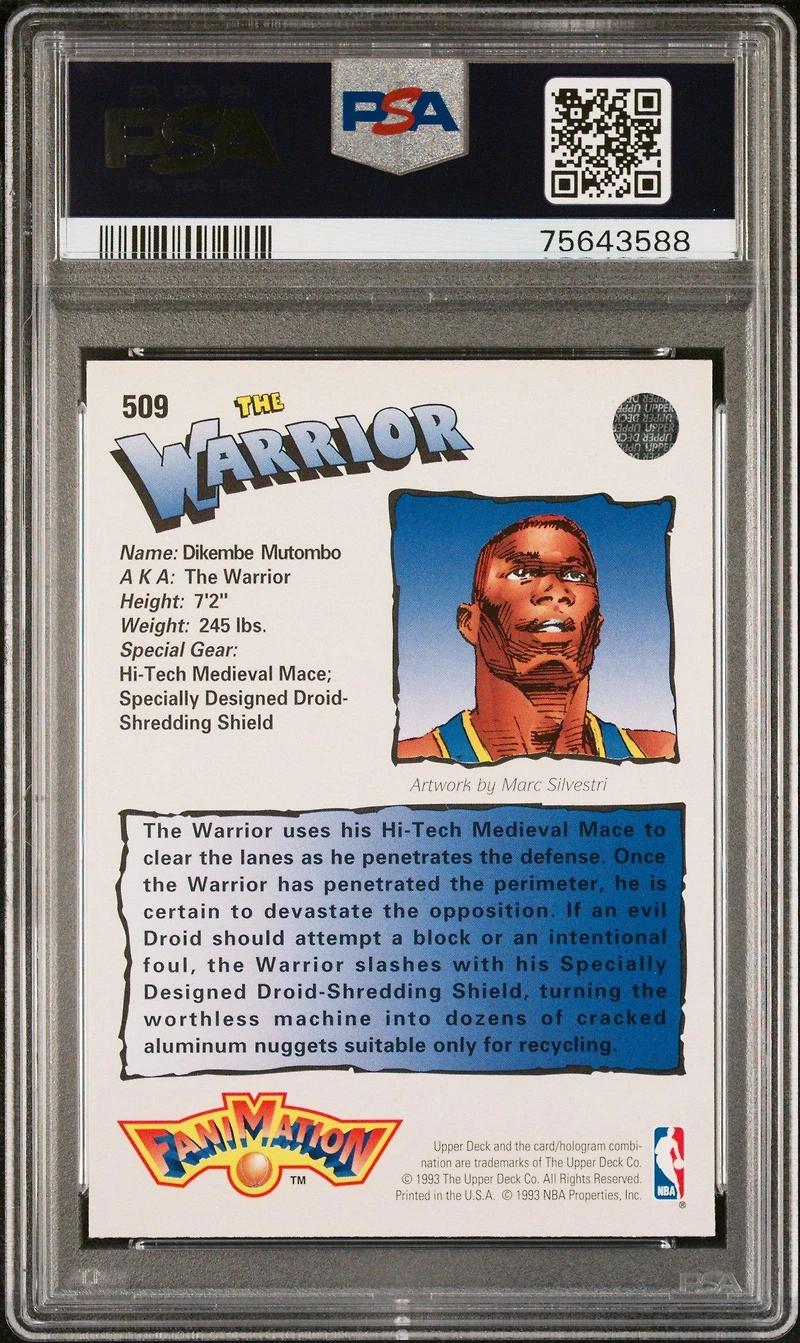 1992 Upper Deck 509 Dikembe Mutombo Fanimation PSA 9