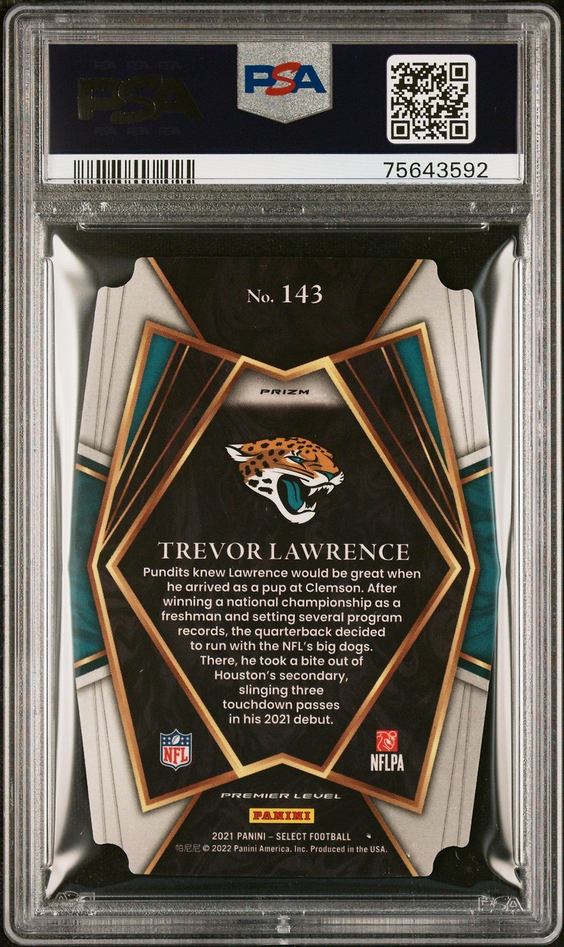 2021 Panini Select Trevor Lawrence Die-cut Green/yellow Prizm PSA