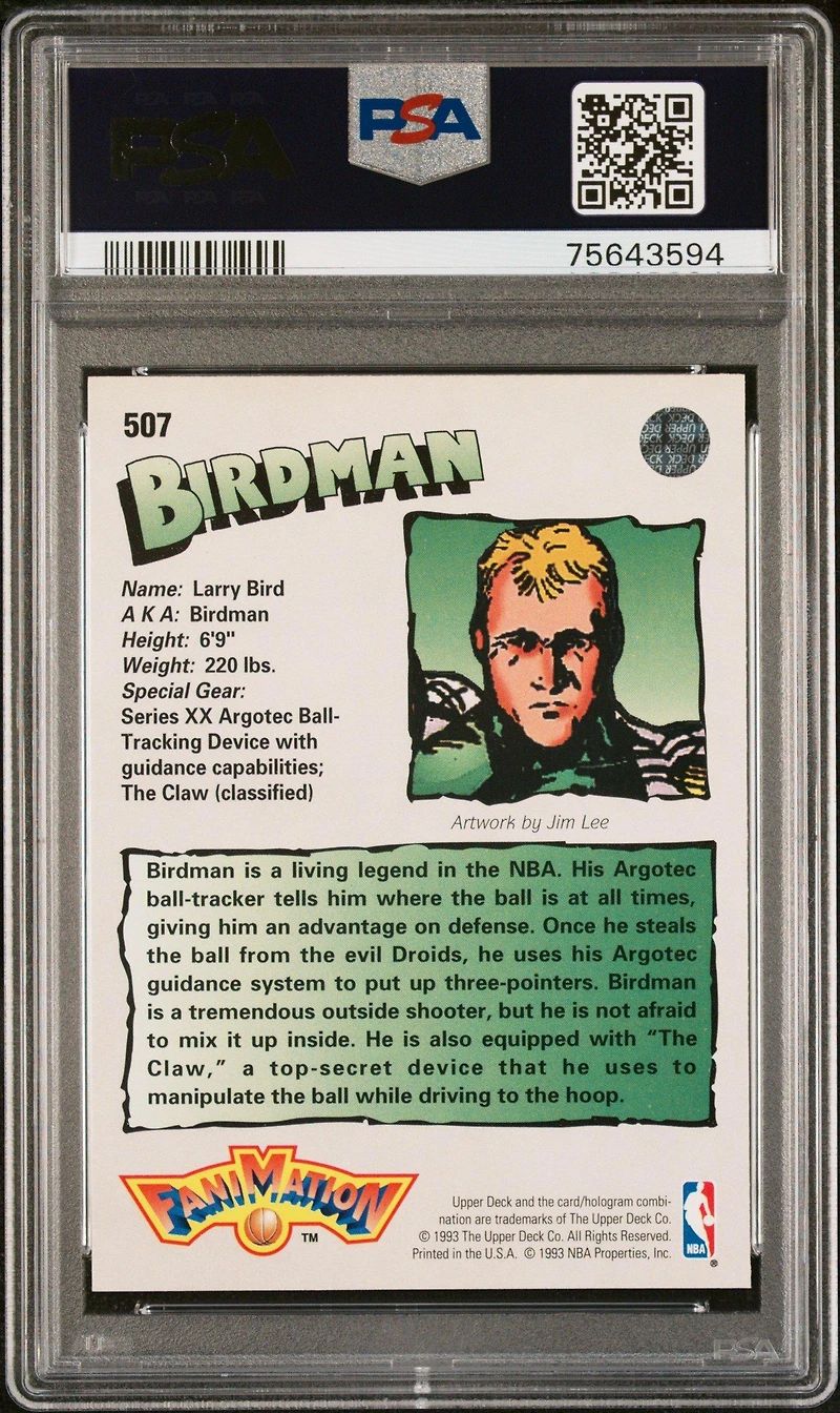 1992 Upper Deck 507 Larry Bird Fanimation PSA