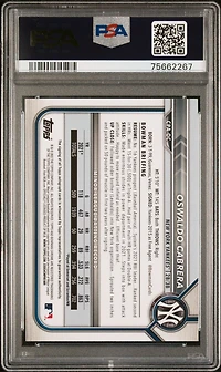 2022 Bowman Chrome Prospect Autographs Cpaoc Oswaldo Cabrera PSA 10