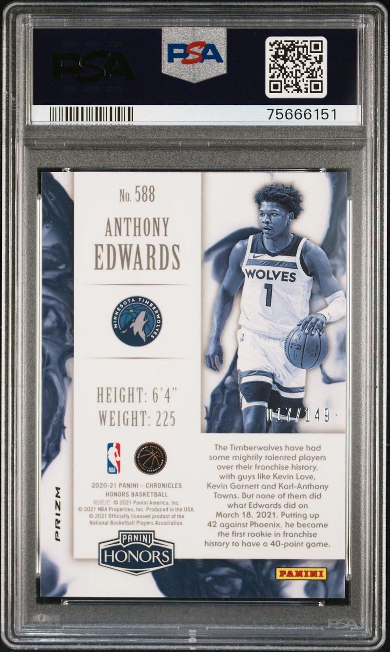 2020 Panini Chronicles Anthony Edwards PSA 9