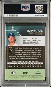 2022 Topps Stadium Club Chrome 2 Bobby Witt Jr PSA 10