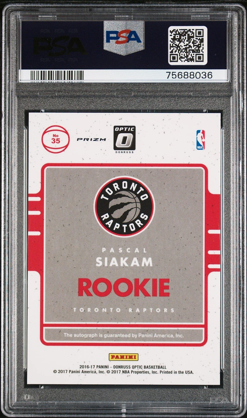 2016 Panini Donruss Optic Rookie Signatures 35 Pascal Siakam Holo PSA 9