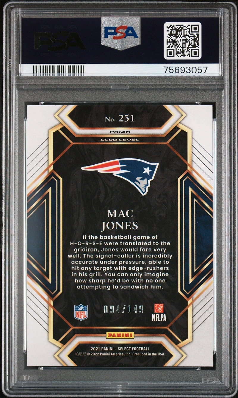 2021 Panini Select 251 Mac Jones PSA 10