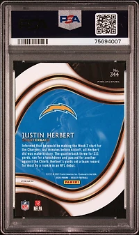 2020 Panini Select 344 Justin Herbert Die-cut Purple Prizm PSA 10