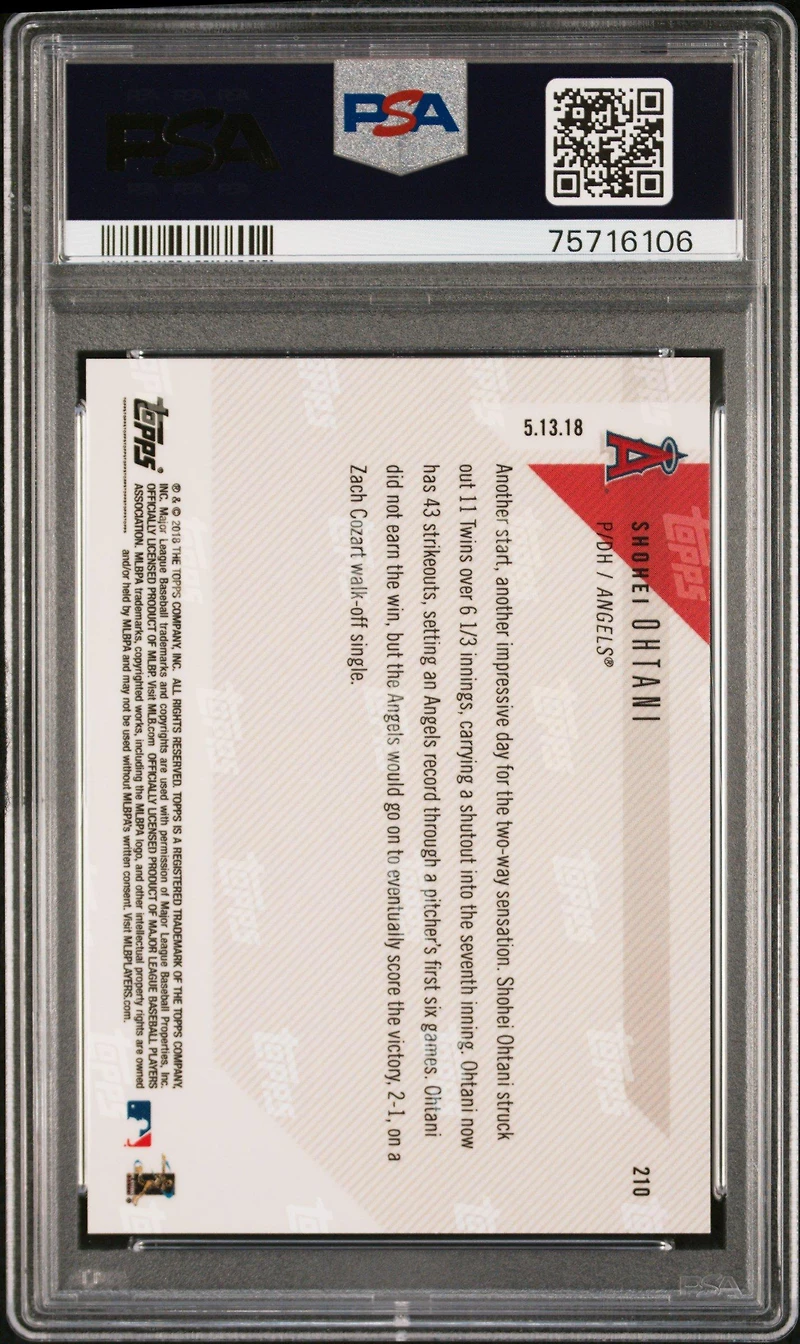 2018 Topps Now Shohei Ohtani PSA 10