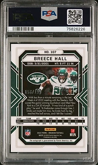2022 Panini Obsidian 107 Breece Hall Autograph PSA 8