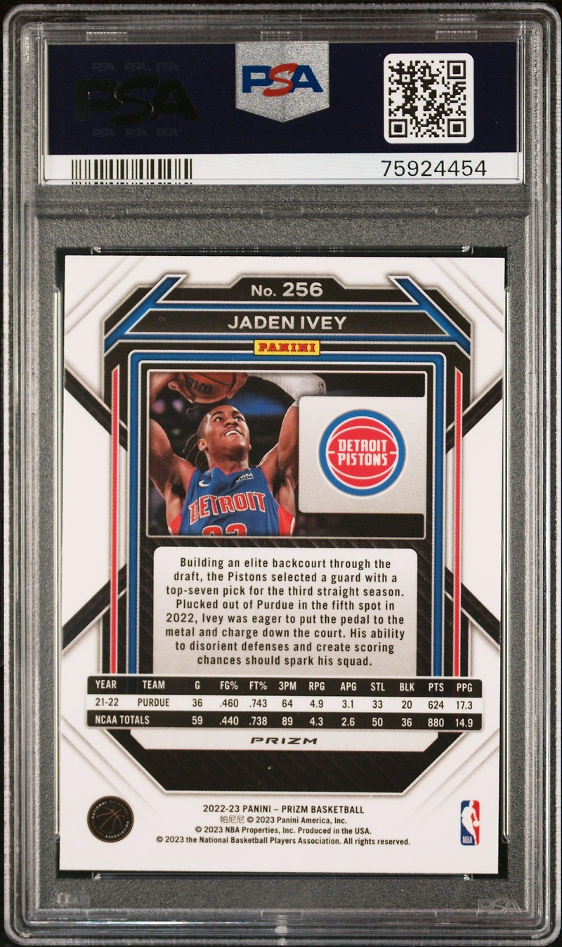 2022 Panini Prizm 256 Jaden Ivey Red Ice PSA 10