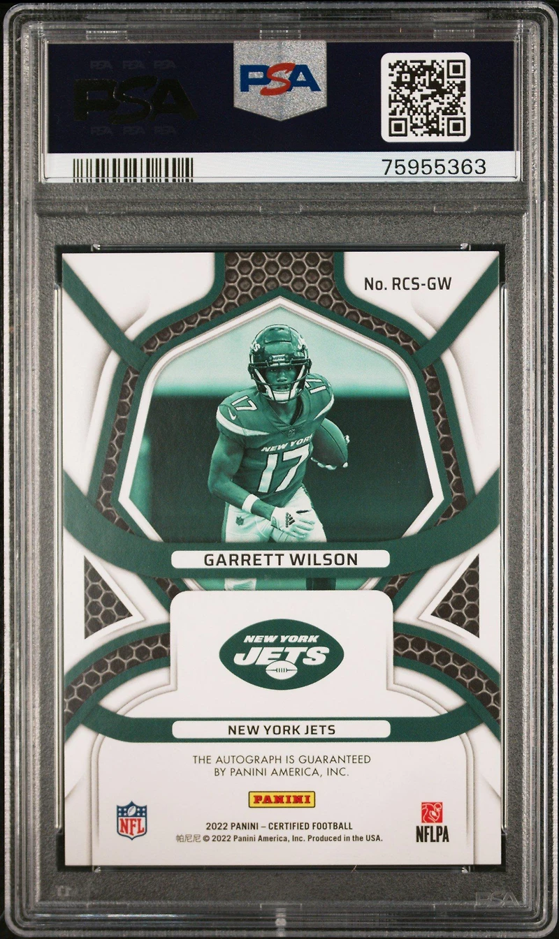 2022 Panini Certified Rookie Roll Call Signatures Rcsgw Garrett Wilson PSA 10