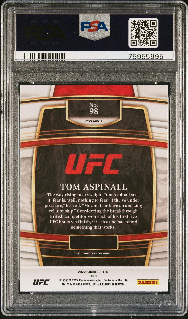 2022 Panini Select Ufc 98 Tom Aspinall Orange Flash PSA 9