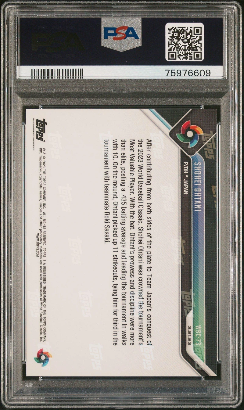 2023 Topps Now World Baseball Classic Wbc73 Shohei Ohtani PSA 9