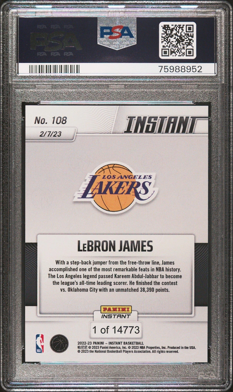 2022 Panini Instant 108 Lebron James PSA 10