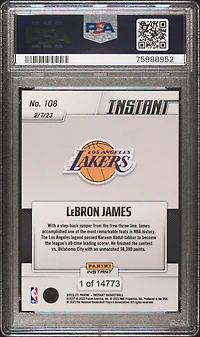 2022 Panini Instant 108 Lebron James PSA 10
