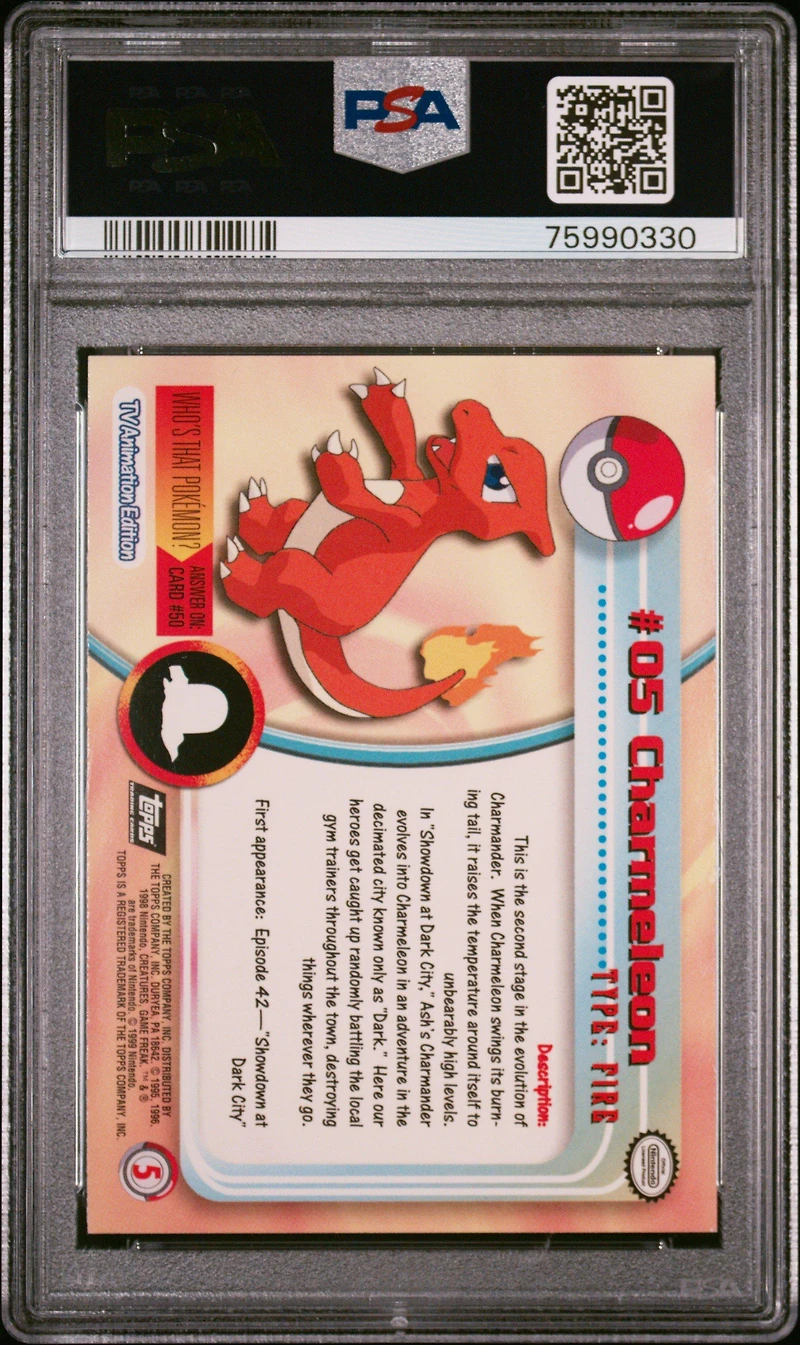1999 Topps Pokemon Tv 5 Charmeleon Foil PSA 8