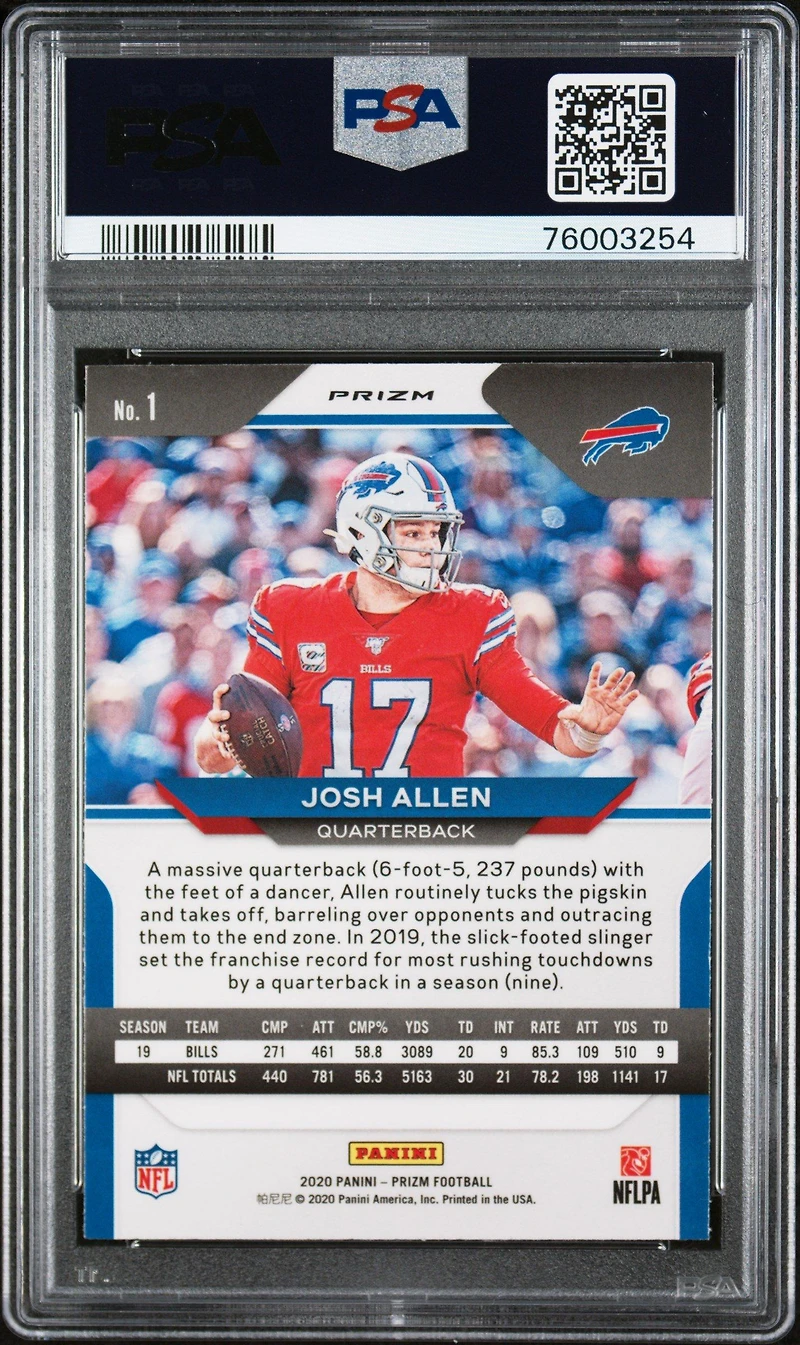 2020 Panini Prizm 1 Josh Allen Disco Prizm PSA 10