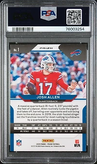 2020 Panini Prizm 1 Josh Allen Disco Prizm PSA 10