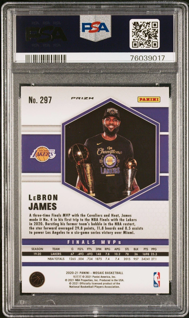 2020 Panini Mosaic Lebron James Reactive Blue PSA 10