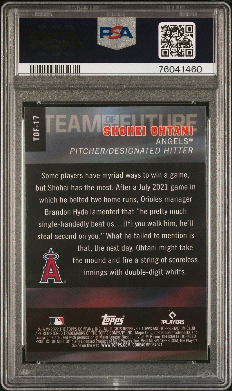 2022 Topps Stadium Club Chrome Team Of The Future Tof17 Shohei Ohtani Wave Refractor PSA 10