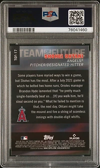 2022 Topps Stadium Club Chrome Team Of The Future Tof17 Shohei Ohtani Wave Refractor PSA 10