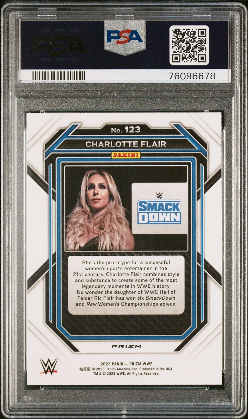 2023 Panini Prizm Wwe 123 Charlotte Flair Ice PSA 10