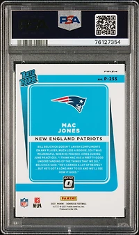 2021 Panini Donruss P255 Mac Jones Optic Preview-red/green PSA 10