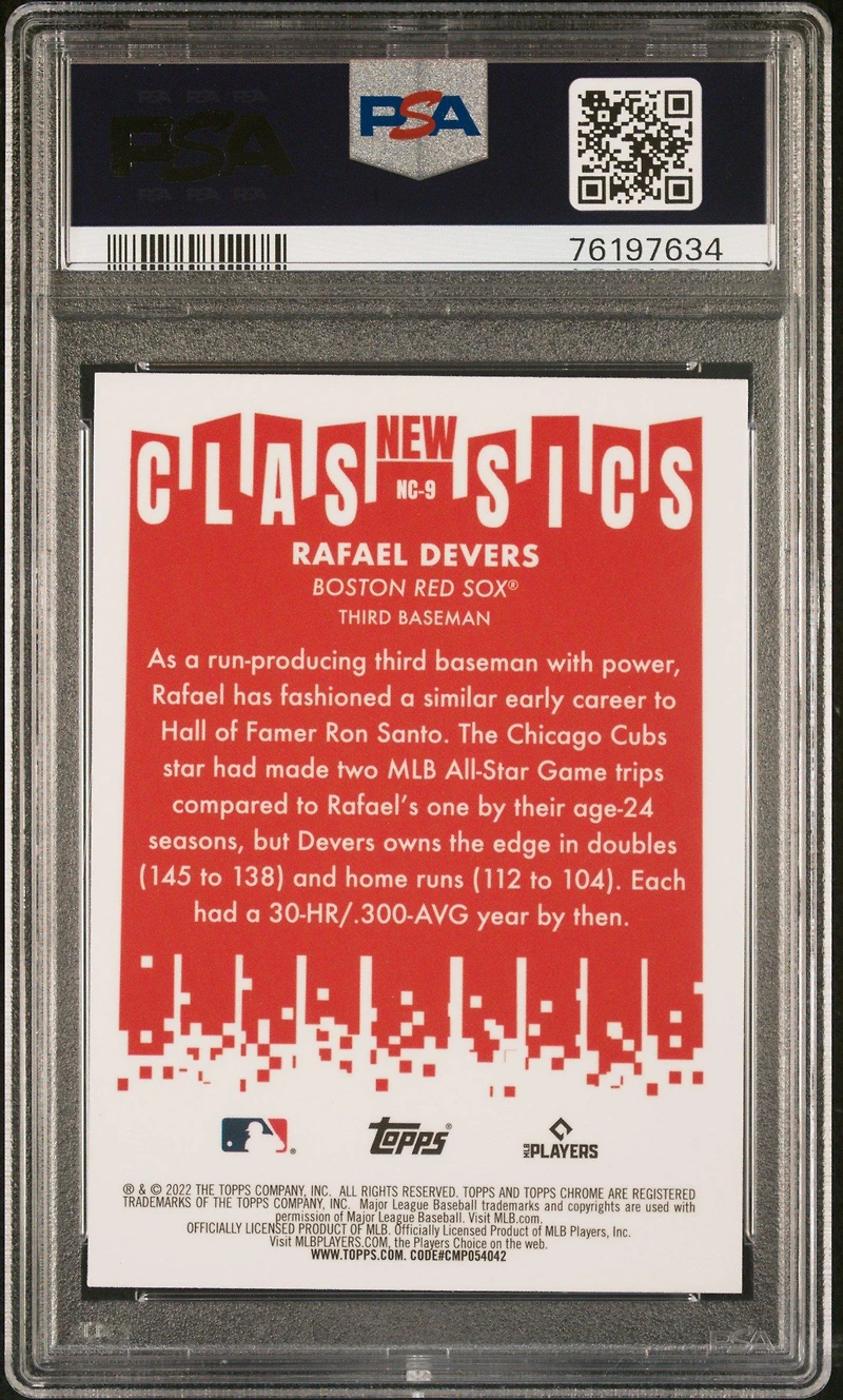 2022 Topps Chrome New Classics Nc9 Rafael Devers PSA 10