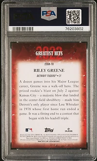 2023 Topps 2022 Greatest Hits 22gh10 Riley Greene PSA 9