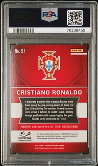 2016 Panini Prizm Uefa 97 Cristiano Ronaldo PSA 10
