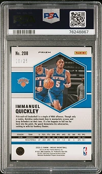 2020 Panini Mosaic 208 Immanuel Quickley Orange Fluorescent PSA 10