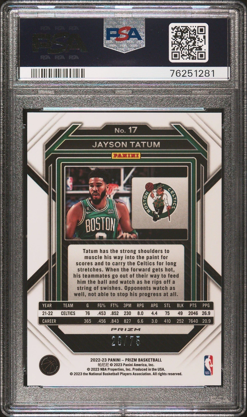2022 Panini Prizm 17 Jayson Tatum Red Power PSA 10