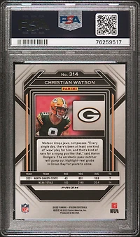 2022 Panini Prizm 314 Christian Watson Orange Ice PSA 10