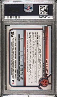 2022 Bowman Draft Chrome Draft Pick Autographs Cdatst Tyler Stuart Gold Wave Refractor PSA 10