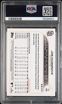 2022 Topps Chrome Sonic 11 Joe Musgrove Black & White Raywave Refractor PSA 10