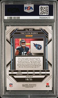 2022 Panini Prizm 313 Treylon Burks Red Shimmer PSA 10