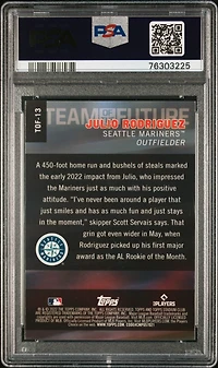 2022 Topps Stadium Club Chrome Team Of The Future Tof13 Julio Rodriguez PSA 10