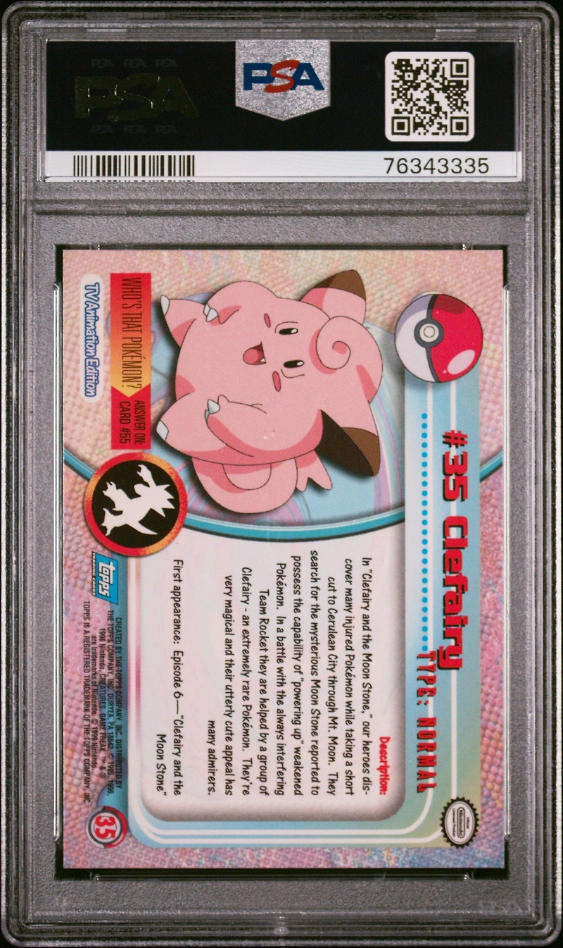 1999 Topps Pokemon Tv 35 Clefairy Rainbow Foil PSA 8
