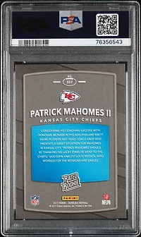 2017 Panini Donruss 327 Patrick Mahomes Ii Red Press Proof PSA 9