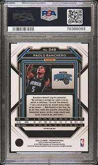 2022 Panini Prizm 249 Paolo Banchero Silver Prizm PSA