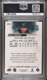 2022 Upper Deck 213 Matty Beniers PSA