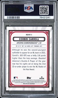 2023 Bowman Rookie Of The Year Favorites Royf1 Corbin Carroll PSA 10