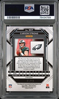 2022 Panini Prizm 307 Carson Strong Autograph-no Huddle Gold PSA 10