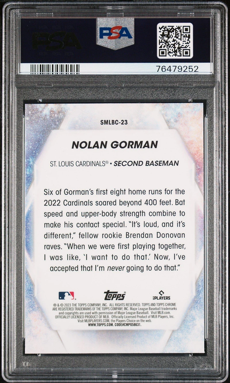 2023 Topps Stars Of The Mlb Chrome Smlbc23 Nolan Gorman PSA 10