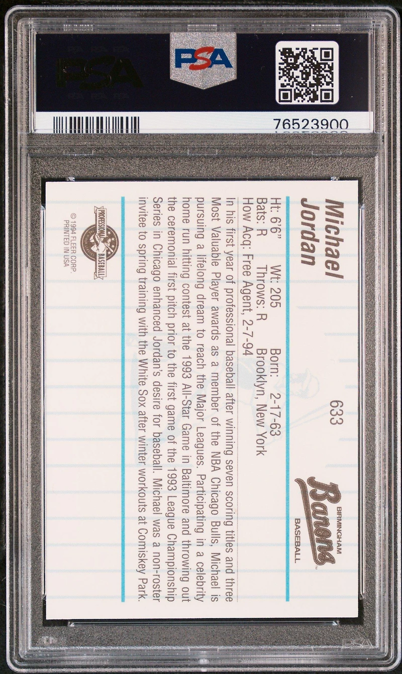 1994 Fleer Procards 633 Michael Jordan PSA 8