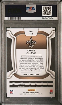 2022 Panini Certified 113 Chris Olave Mirror PSA 10